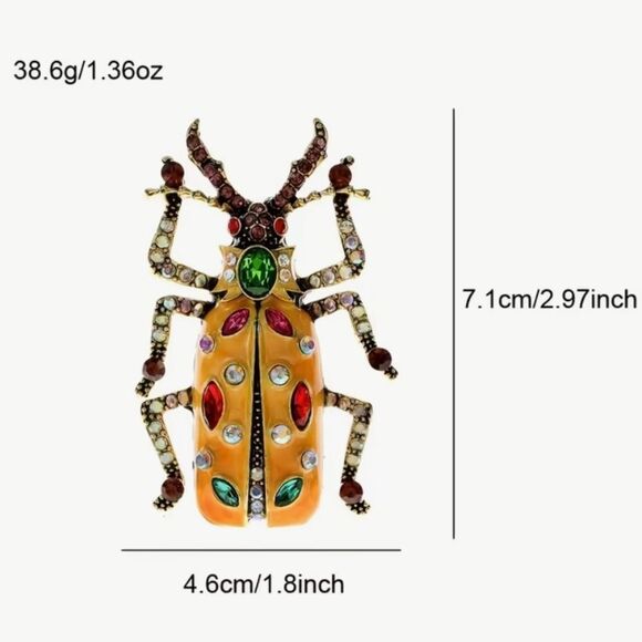 💥 Heidi Daus gorgeous multicolored crystal beetle brooch 💥 - Picture 4 of 6